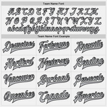 Load image into Gallery viewer, Custom White Purple Pinstripe Gray-Black Bomber Full-Snap Varsity Letterman Jacket