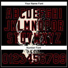 Load image into Gallery viewer, Custom Black Red Skull Fashion 3D Bomber Full-Snap Varsity Letterman Jacket