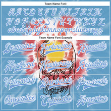 Load image into Gallery viewer, Custom Light Blue White Tie Dye Skull Fashion 3D Bomber Full-Snap Varsity Letterman Jacket