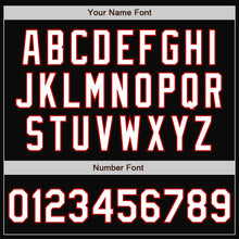 Load image into Gallery viewer, Custom Black White-Red Bomber Full-Snap Varsity Letterman Two Tone Jacket