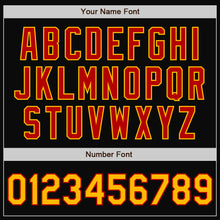 Load image into Gallery viewer, Custom Black Gold-Red Bomber Full-Snap Varsity Letterman Two Tone Jacket