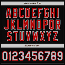 Load image into Gallery viewer, Custom Black Gray-Red Bomber Full-Snap Varsity Letterman Two Tone Jacket