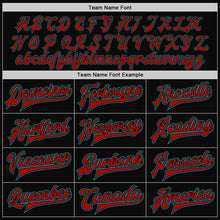 Load image into Gallery viewer, Custom Black Teal-Red Bomber Full-Snap Varsity Letterman Two Tone Jacket