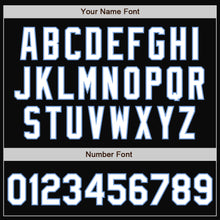 Load image into Gallery viewer, Custom Black White-Light Blue Bomber Full-Snap Varsity Letterman Two Tone Jacket