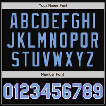 Load image into Gallery viewer, Custom Black Light Blue-Purple Bomber Full-Snap Varsity Letterman Two Tone Jacket