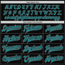 Load image into Gallery viewer, Custom Black Gray-Teal Bomber Full-Snap Varsity Letterman Two Tone Jacket