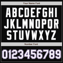 Load image into Gallery viewer, Custom Black White Purple-Gray Bomber Full-Snap Varsity Letterman Two Tone Jacket