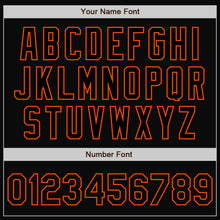 Load image into Gallery viewer, Custom Black Orange Bomber Full-Snap Varsity Letterman Two Tone Jacket