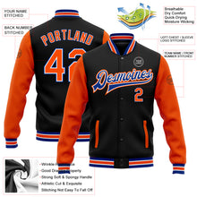 Load image into Gallery viewer, Custom Black Orange-Royal Bomber Full-Snap Varsity Letterman Two Tone Jacket