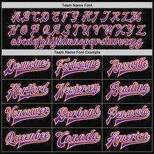 Load image into Gallery viewer, Custom Black Orange-Purple Bomber Full-Snap Varsity Letterman Two Tone Jacket