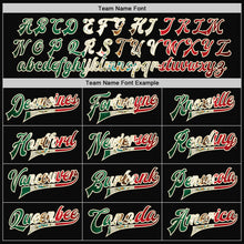 Load image into Gallery viewer, Custom Black Vintage Mexican Flag Cream Kelly Green-Red Bomber Full-Snap Varsity Letterman Two Tone Jacket