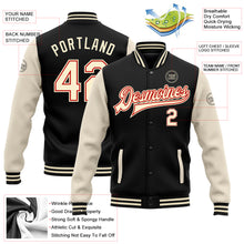 Load image into Gallery viewer, Custom Black Cream-Red Bomber Full-Snap Varsity Letterman Two Tone Jacket