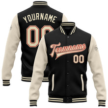 Load image into Gallery viewer, Custom Black Cream-Red Bomber Full-Snap Varsity Letterman Two Tone Jacket