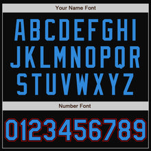 Load image into Gallery viewer, Custom Black Powder Blue-Red Bomber Full-Snap Varsity Letterman Two Tone Jacket