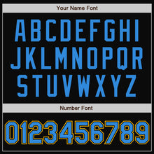 Load image into Gallery viewer, Custom Black Powder Blue-Gold Bomber Full-Snap Varsity Letterman Two Tone Jacket