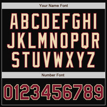 Load image into Gallery viewer, Custom Black Crimson-City Cream Bomber Full-Snap Varsity Letterman Two Tone Jacket