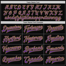 Load image into Gallery viewer, Custom Black Purple-Old Gold Bomber Full-Snap Varsity Letterman Two Tone Jacket