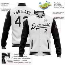 Load image into Gallery viewer, Custom White Black Bomber Full-Snap Varsity Letterman Two Tone Jacket