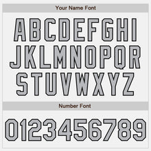 Load image into Gallery viewer, Custom White Gray-Black Bomber Full-Snap Varsity Letterman Two Tone Jacket