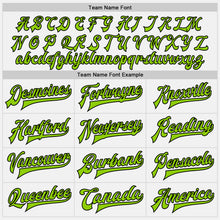 Load image into Gallery viewer, Custom White Neon Green-Black Bomber Full-Snap Varsity Letterman Two Tone Jacket