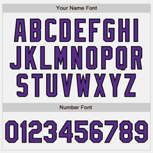 Load image into Gallery viewer, Custom White Purple-Black Bomber Full-Snap Varsity Letterman Two Tone Jacket