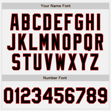 Load image into Gallery viewer, Custom White Black-Red Bomber Full-Snap Varsity Letterman Two Tone Jacket