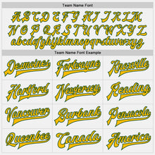 Load image into Gallery viewer, Custom White Green-Gold Bomber Full-Snap Varsity Letterman Two Tone Jacket