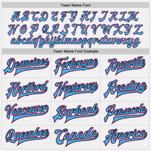 Load image into Gallery viewer, Custom White Sky Blue Black-Pink Bomber Full-Snap Varsity Letterman Two Tone Jacket