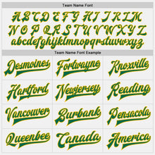 Load image into Gallery viewer, Custom White Kelly Green Gold-Black Bomber Full-Snap Varsity Letterman Two Tone Jacket