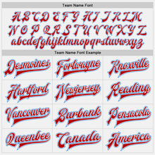 Load image into Gallery viewer, Custom White Powder Blue-Red Bomber Full-Snap Varsity Letterman Two Tone Jacket