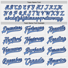 Load image into Gallery viewer, Custom White Light Blue-Navy Bomber Full-Snap Varsity Letterman Two Tone Jacket