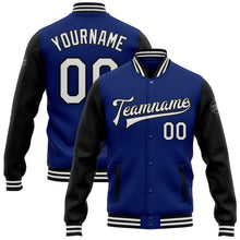 Load image into Gallery viewer, Custom Royal White-Black Bomber Full-Snap Varsity Letterman Two Tone Jacket