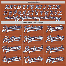 Load image into Gallery viewer, Custom Texas Orange White-Navy Bomber Full-Snap Varsity Letterman Two Tone Jacket