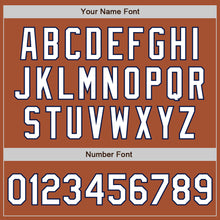 Load image into Gallery viewer, Custom Texas Orange White-Navy Bomber Full-Snap Varsity Letterman Two Tone Jacket