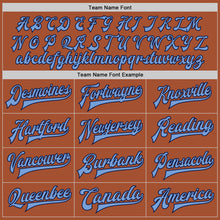 Load image into Gallery viewer, Custom Texas Orange Light Blue-Navy Bomber Full-Snap Varsity Letterman Two Tone Jacket