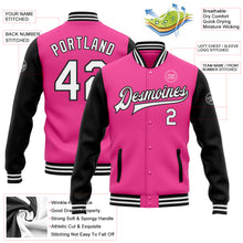 Load image into Gallery viewer, Custom Pink White-Black Bomber Full-Snap Varsity Letterman Two Tone Jacket
