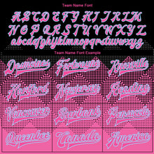 Load image into Gallery viewer, Custom Pink Light Blue-Black 3D Pattern Design Bomber Full-Snap Varsity Letterman Jacket