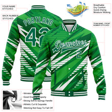 Load image into Gallery viewer, Custom Kelly Green White 3D Pattern Design Bomber Full-Snap Varsity Letterman Jacket