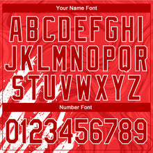 Load image into Gallery viewer, Custom Red White 3D Pattern Design Bomber Full-Snap Varsity Letterman Jacket