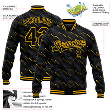 Load image into Gallery viewer, Custom Black Gold 3D Pattern Design Bomber Full-Snap Varsity Letterman Jacket