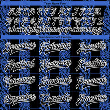 Load image into Gallery viewer, Custom Royal Black-White 3D Pattern Design Bomber Full-Snap Varsity Letterman Jacket