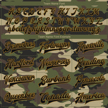 Load image into Gallery viewer, Custom Camo Black-Old Gold Jungle Camouflage 3D Bomber Full-Snap Varsity Letterman Salute To Service Jacket