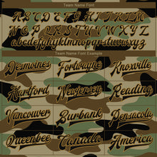 Load image into Gallery viewer, Custom Camo Black-Old Gold Jungle Camouflage 3D Bomber Full-Snap Varsity Letterman Salute To Service Jacket