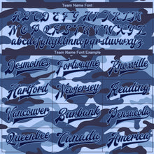 Load image into Gallery viewer, Custom Camo Navy-Light Blue Ocean Camouflage 3D Bomber Full-Snap Varsity Letterman Salute To Service Jacket