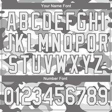 Load image into Gallery viewer, Custom Camo White-Steel Gray Snow Camouflage 3D Bomber Full-Snap Varsity Letterman Salute To Service Jacket