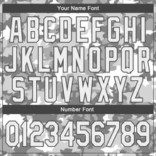 Load image into Gallery viewer, Custom Camo White-Steel Gray Snow Camouflage 3D Bomber Full-Snap Varsity Letterman Salute To Service Jacket