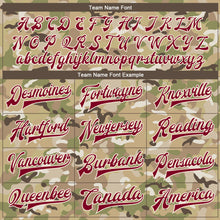 Load image into Gallery viewer, Custom Camo Maroon-Cream Desert Camouflage 3D Bomber Full-Snap Varsity Letterman Salute To Service Jacket