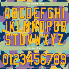 Load image into Gallery viewer, Custom Camo Gold-Purple Fluorescent Camouflage 3D Bomber Full-Snap Varsity Letterman Salute To Service Jacket