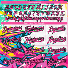 Load image into Gallery viewer, Custom Graffiti Pattern Pink-Black Abstract Splashes 3D Bomber Full-Snap Varsity Letterman Jacket