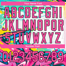 Load image into Gallery viewer, Custom Graffiti Pattern Pink-Black Abstract Splashes 3D Bomber Full-Snap Varsity Letterman Jacket